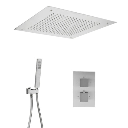 SaniSupreme®  Plafond Thermostatische Doucheset Porlezza 2 weg 40 cm RVS geborsteld Sanisupreme