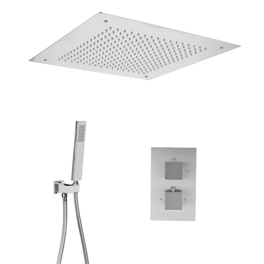 SaniSupreme®  Plafond Thermostatische Doucheset Porlezza 2 weg 40 cm RVS geborsteld Sanisupreme