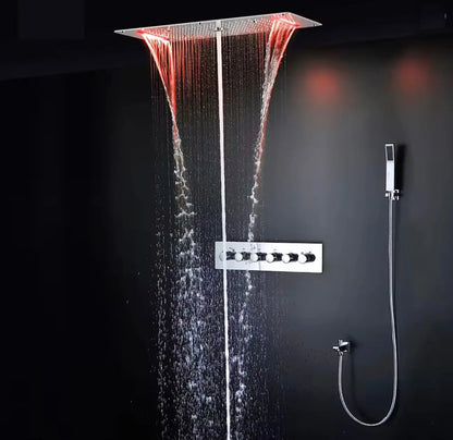 SaniSupreme® AquaTherme Plafond Thermostatische Doucheset Napels 5 weg Plafond LED regendouche Chroom Glans Sanisupreme