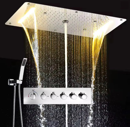 SaniSupreme® AquaTherme Plafond Thermostatische Doucheset Napels 5 weg Plafond LED regendouche Chroom Glans Sanisupreme