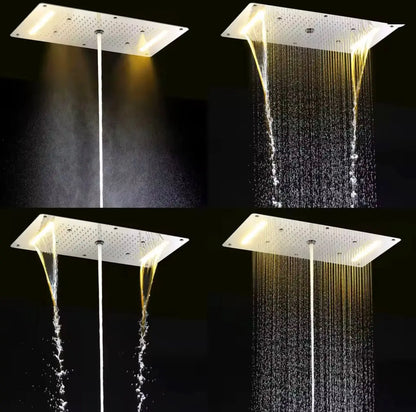 SaniSupreme® AquaTherme Plafond Thermostatische Doucheset Napels 5 weg Plafond LED regendouche Chroom Glans Sanisupreme