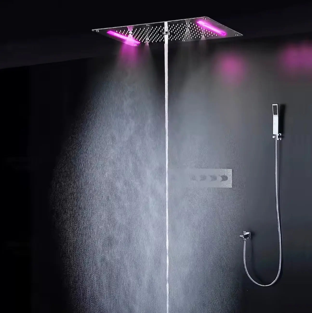 SaniSupreme® AquaTherme Plafond Thermostatische Doucheset Napels 5 weg Plafond LED regendouche Chroom Glans Sanisupreme