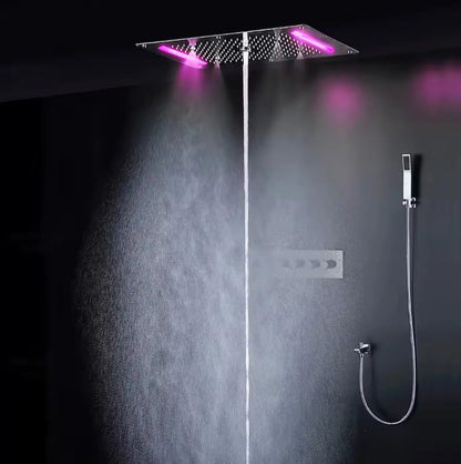 SaniSupreme® AquaTherme Plafond Thermostatische Doucheset Napels 5 weg Plafond LED regendouche Chroom Glans Sanisupreme