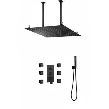 SaniSupreme Doucheset Manhattan Premium Wellness LCD 50 cm plafond regendouche met inbouw muurjets zwart inbouw Sanisupreme-2