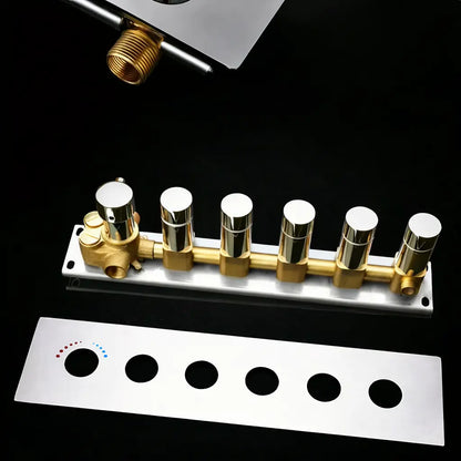 SaniSupreme® AquaTherme Plafond Thermostatische Doucheset Napels 5 weg Plafond LED regendouche Chroom Glans Sanisupreme