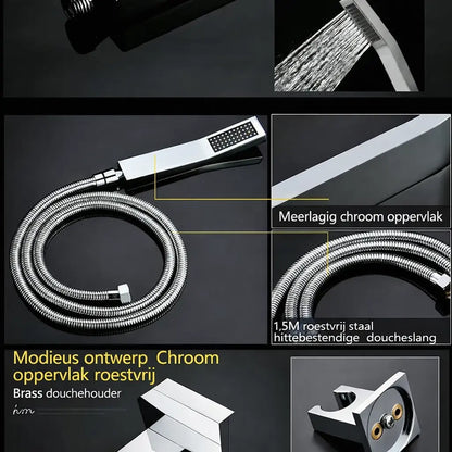 SaniSupreme® AquaTherme Plafond Thermostatische Doucheset Napels 5 weg Plafond LED regendouche Chroom Glans Sanisupreme
