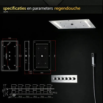 SaniSupreme® AquaTherme Plafond Thermostatische Inbouw Regendouche Napels LED Chroom Glans Sanisupreme