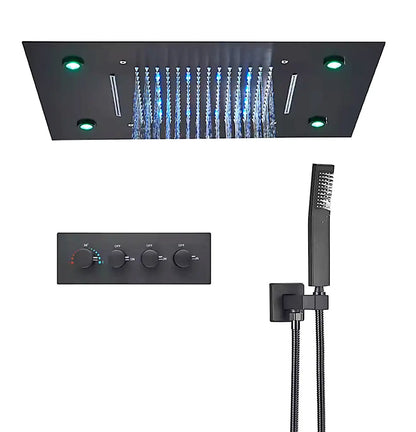 SaniSupreme Plafond 3 weg Thermostatische Doucheset La Paz Mat Zwart Sanisupreme