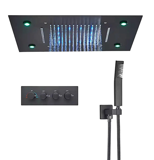 SaniSupreme Plafond 3 weg Thermostatische Doucheset La Paz Mat Zwart Sanisupreme