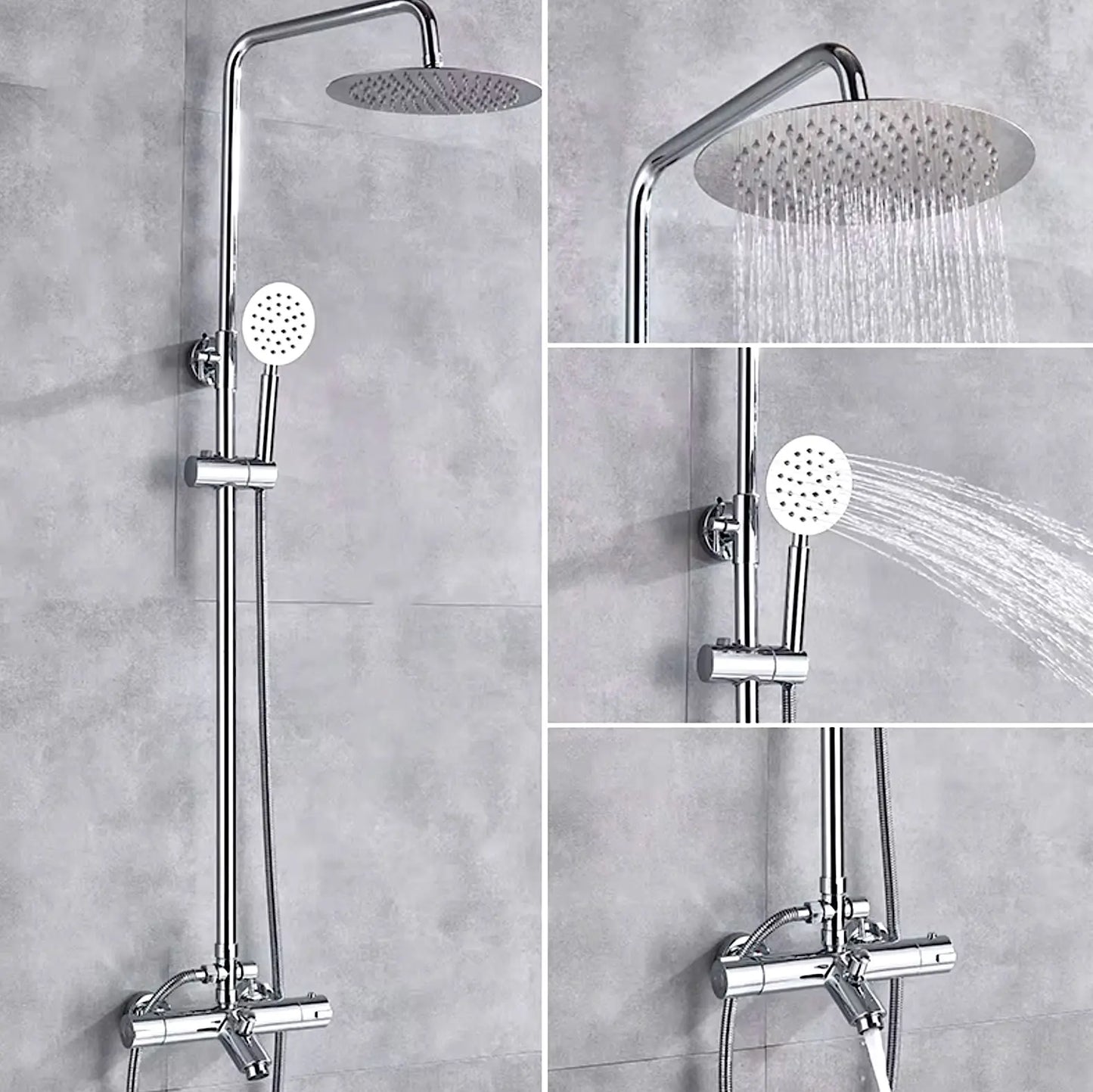 SaniSupreme Florida opbouw bad doucheset 30 cm. 3-weg regendouche met baduitloop rond chroom Sanisupreme