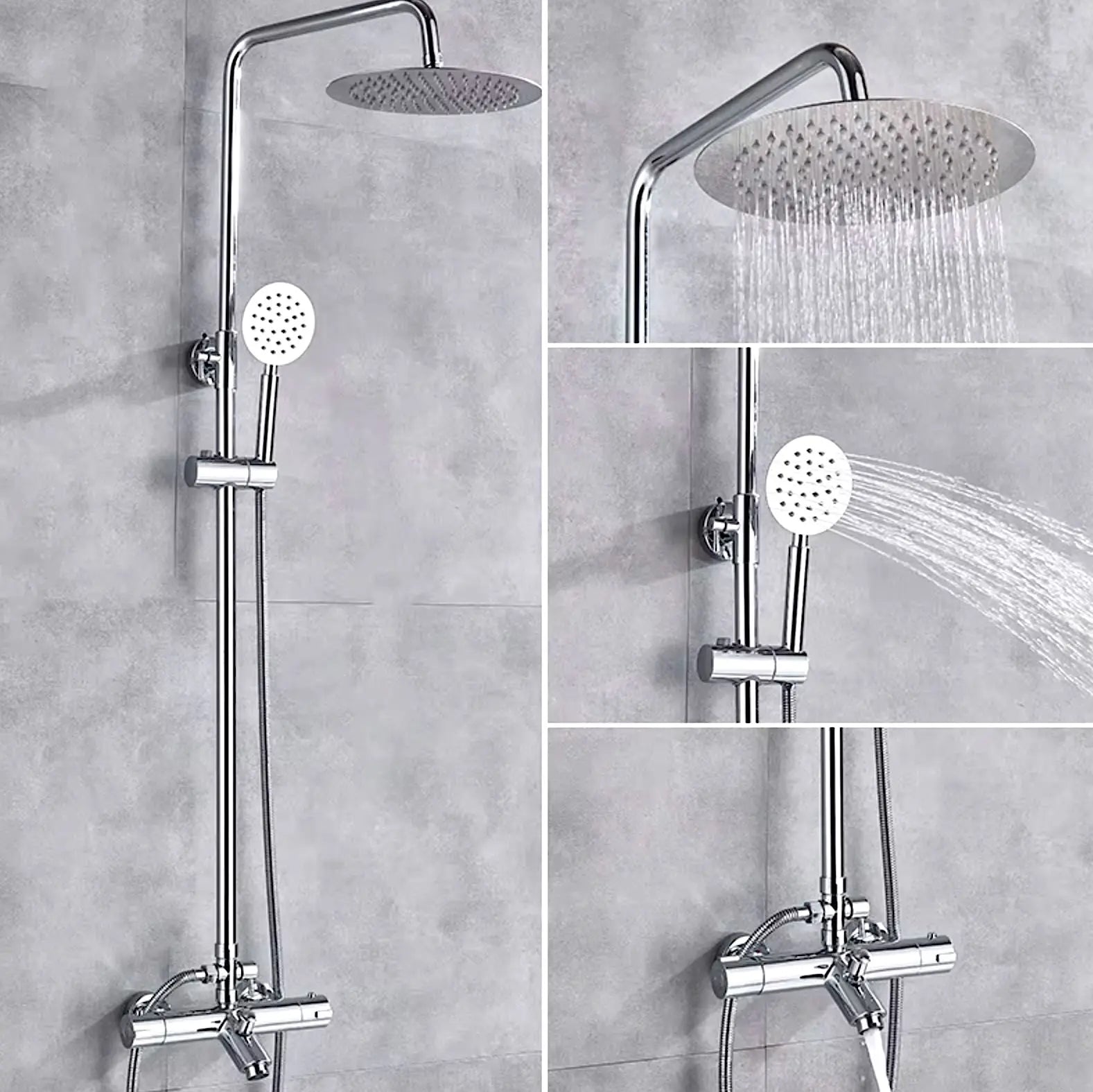 SaniSupreme Florida opbouw bad doucheset 30 cm. 3-weg regendouche met baduitloop rond chroom Sanisupreme