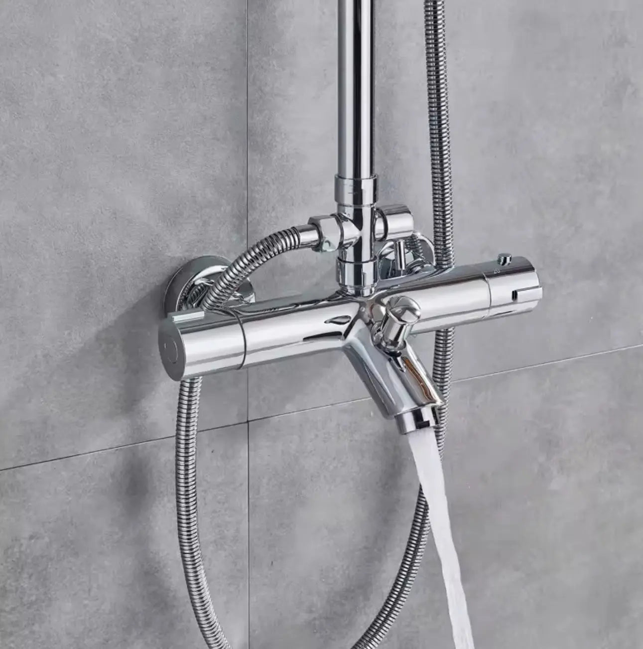 SaniSupreme Florida opbouw bad doucheset 20 cm. 3-weg regendouche met baduitloop rond chroom Sanisupreme