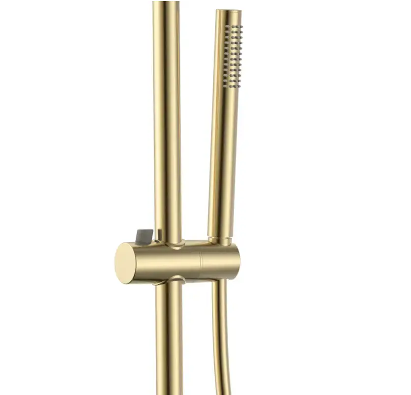 Regendoucheset Stria Geborsteld Goud (PVD coating-Cool-touch) 30 cm Regendouche met thermostaatkraan Sanisupreme
