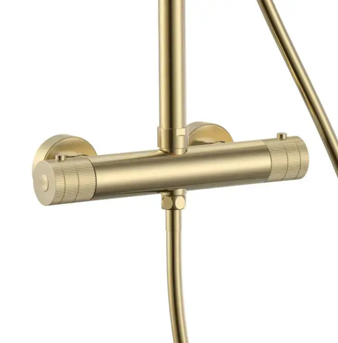 Regendoucheset Stria Geborsteld Goud (PVD coating-Cool-touch) 30 cm Regendouche met thermostaatkraan Sanisupreme