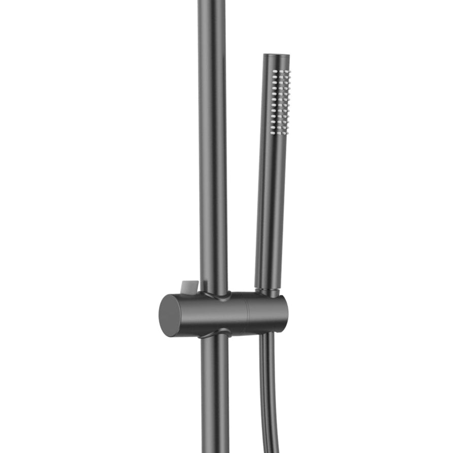 Regendoucheset Stria Gunmetal (PVD coating-Cool-touch) 30 cm Regendouche met thermostaatkraan Sanisupreme