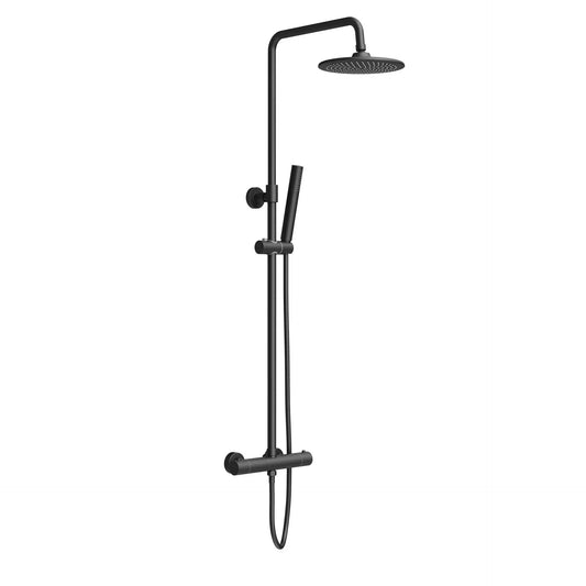 Regendoucheset Aloni Optima Rondo Mat Zwart opbouw Thermostatisch 20 cm SaniSupreme Sanisupreme