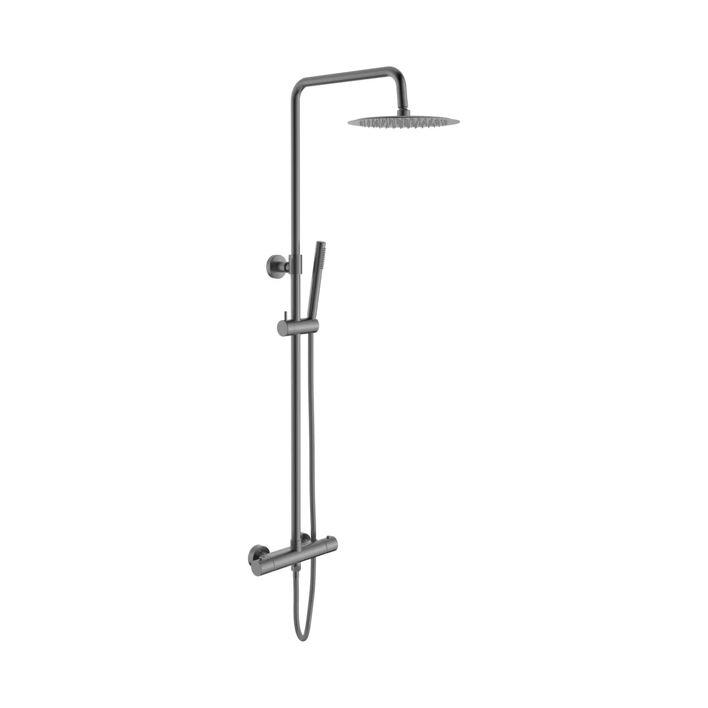 Regendoucheset  Ravello Gunmetal PVD coating-Cool-touch 24,5 cm Regendouche met thermostaatkraan SaniSupreme