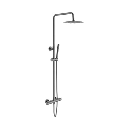 Regendoucheset  Ravello Gunmetal PVD coating-Cool-touch 24,5 cm Regendouche met thermostaatkraan SaniSupreme