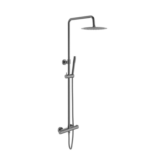 Regendoucheset  Ravello Gunmetal PVD coating-Cool-touch 24,5 cm Regendouche met thermostaatkraan SaniSupreme