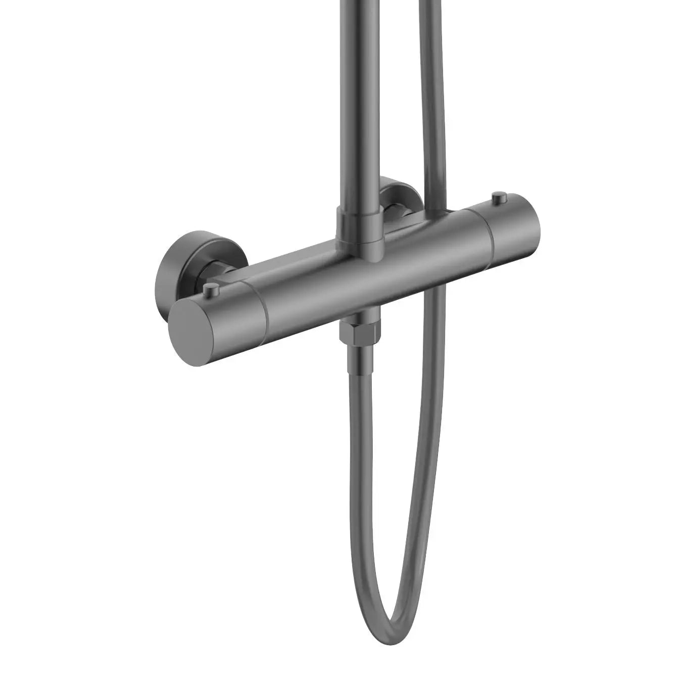 Regendoucheset  Ravello Gunmetal PVD coating-Cool-touch 24,5 cm Regendouche met thermostaatkraan SaniSupreme