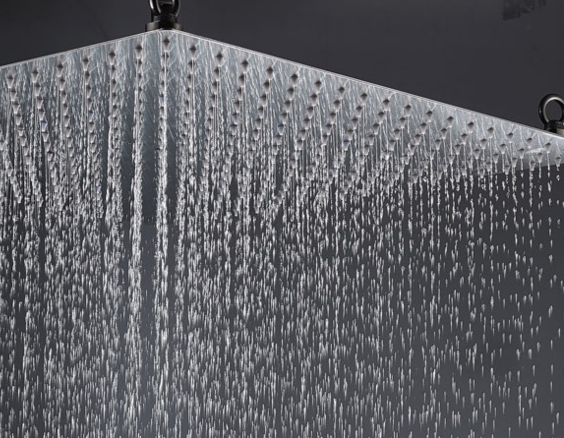 SaniSupreme Ensemble de douche Manhattan Premium de Luxe LCD 20 pouces | Douche de plafond à effet pluie de 50 cm carrée 2 voies noire à encastrer