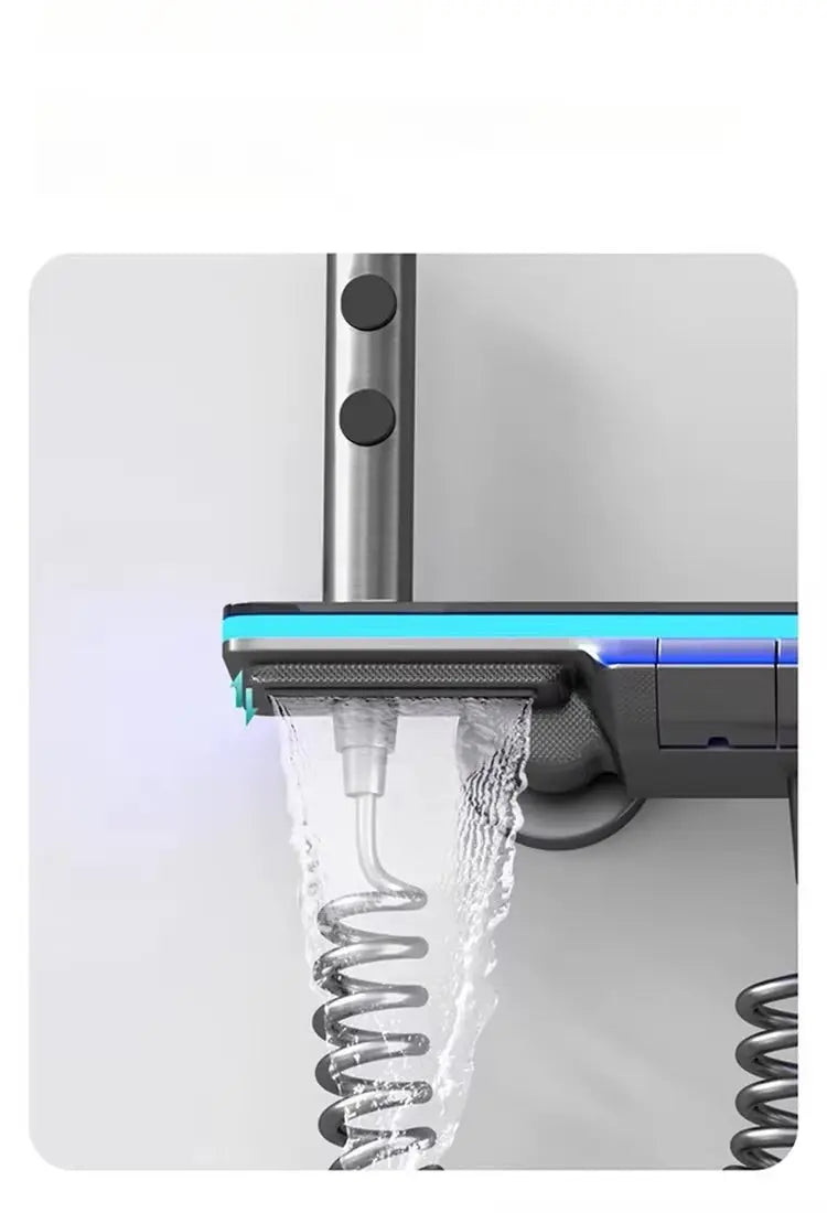 SaniSupreme AquaFlow LCD Thermostatisch opbouw doucheset 4-weg systeem 31 x 25 cm. regendouche gunmetal Sanisupreme