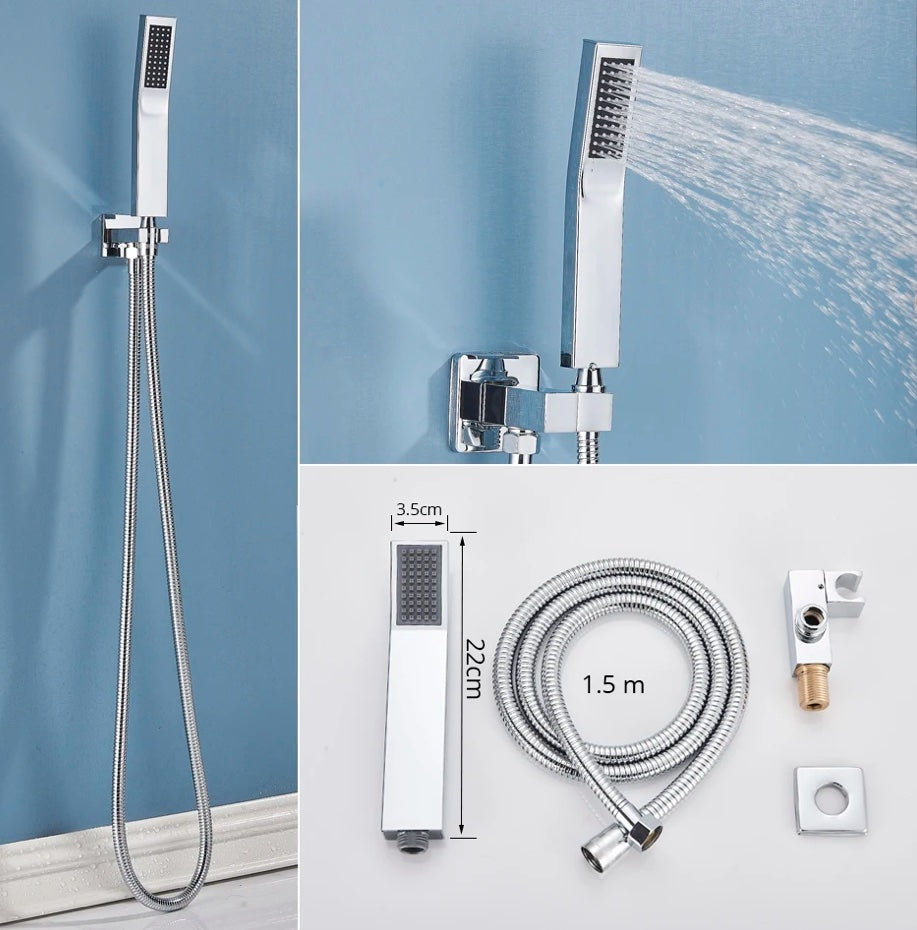 SaniSupreme® SmartPulse Wall Thermostatic Shower Set Alicante 2 way 30 cm rain shower square chrome gloss