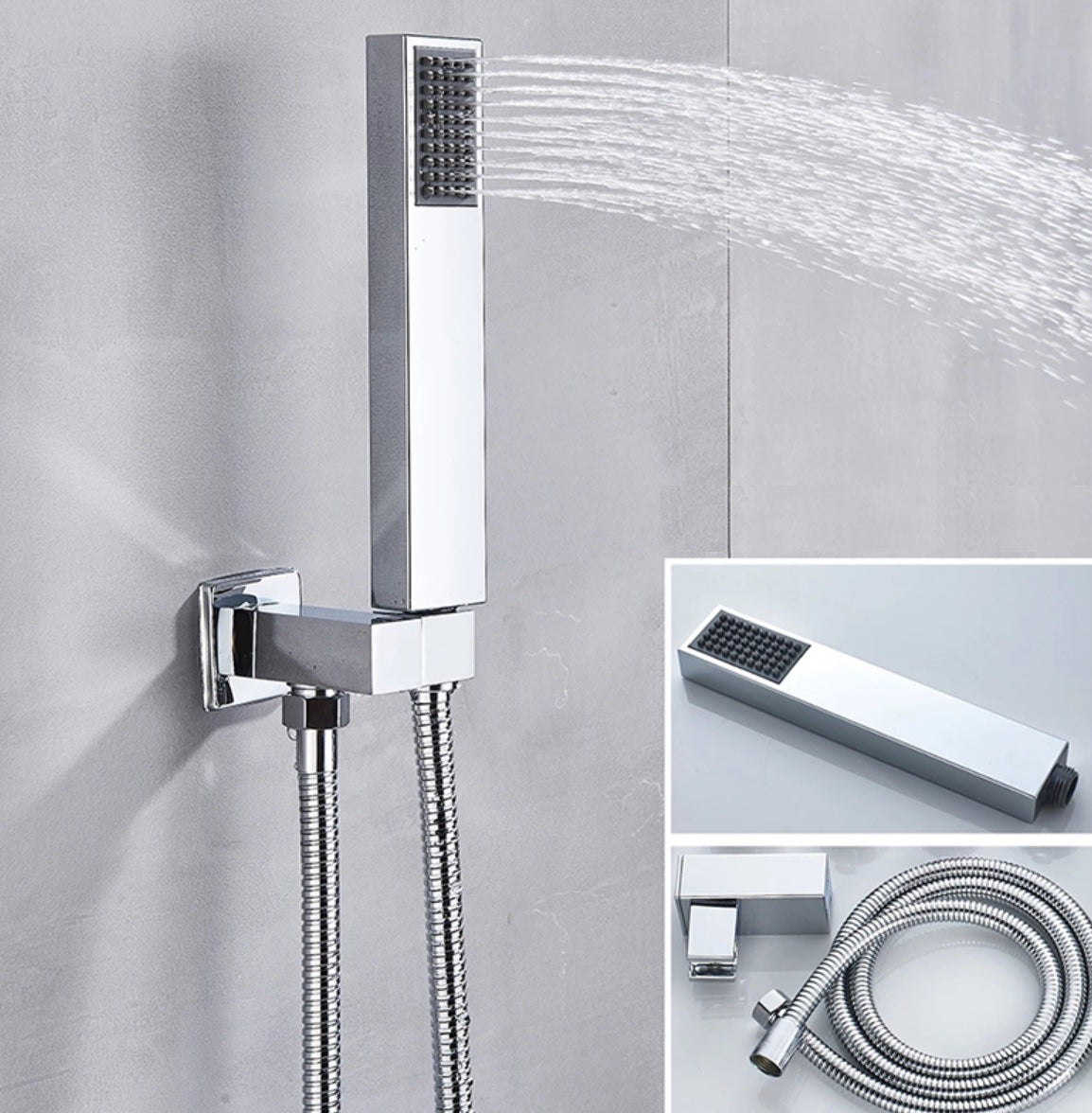 SaniSupreme® SmartPulse Wall Thermostatic Shower Set Alicante 2 way 30 cm rain shower square chrome gloss