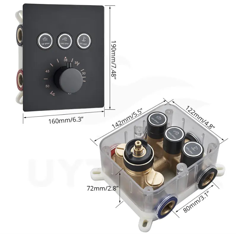 SaniSupreme SmartPulse Inbouw Regendouche Thermostatische Mengkraan 3-weg los mat zwart Sanisupreme