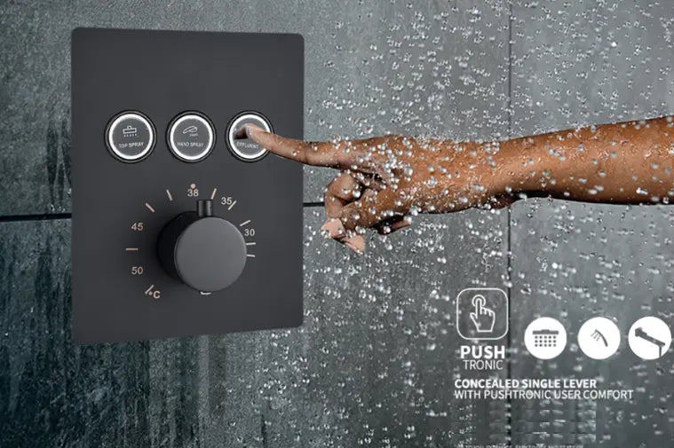 SaniSupreme SmartPulse Inbouw Regendouche Thermostatische Mengkraan 3-weg los mat zwart Sanisupreme