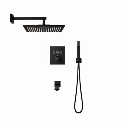 SaniSupreme SmartPulse Thermostatische Doucheset Alicante 3 weg 40 cm LED regendouche vierkant mat zwart Sanisupreme