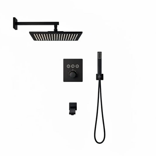 SaniSupreme SmartPulse Thermostatische Doucheset Alicante 3 weg 40 cm LED regendouche vierkant mat zwart Sanisupreme