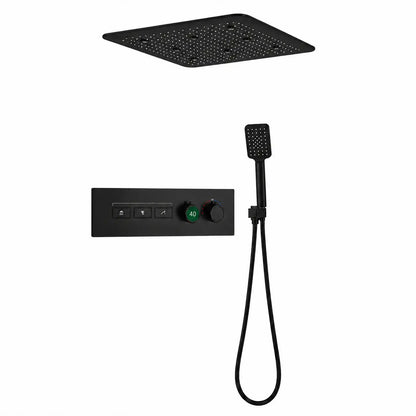 SaniSupreme AquaMax Platinum Wellness Plafond Thermostatische Doucheset 3 weg Inbouw Plafond LED regendouche Mat Zwart Sanisupreme