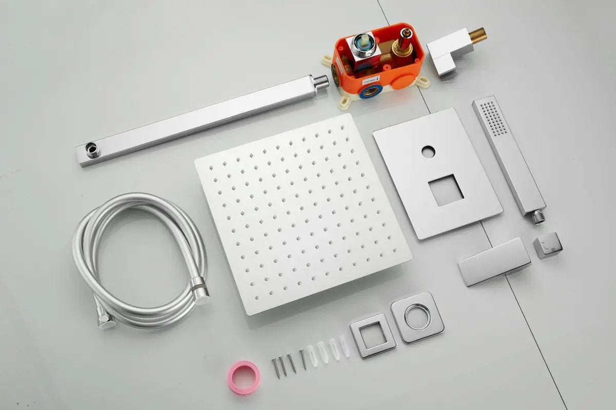 SaniSupreme Doucheset Lugano Premium handdouche mengkraan regendouche vierkant 30 cm. Chroom inbouw 2 weg Sanisupreme