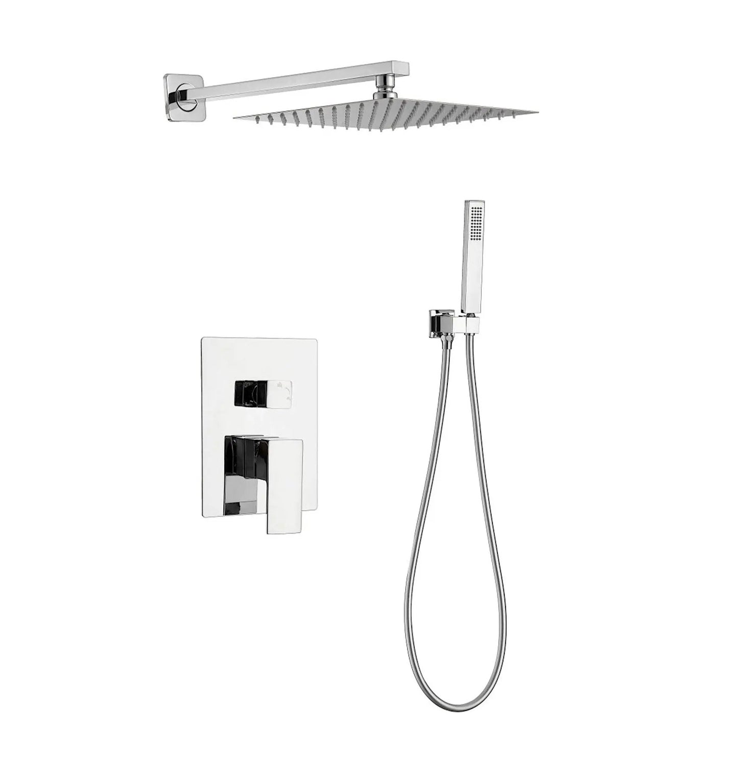 SaniSupreme Doucheset Lugano Premium handdouche mengkraan regendouche vierkant 30 cm. Chroom inbouw 2 weg Sanisupreme