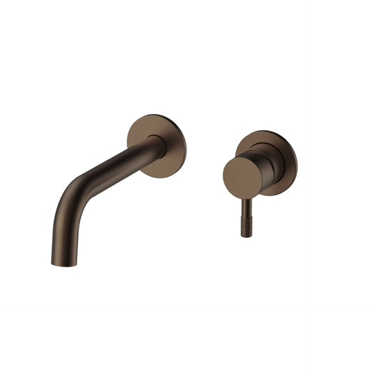 SaniSupreme Stria premium Inbouw Wastafelkraan Afbouwdeel Cold Start Verfijnde Ribbelhendel-Bruin Brons PVD SaniSupreme