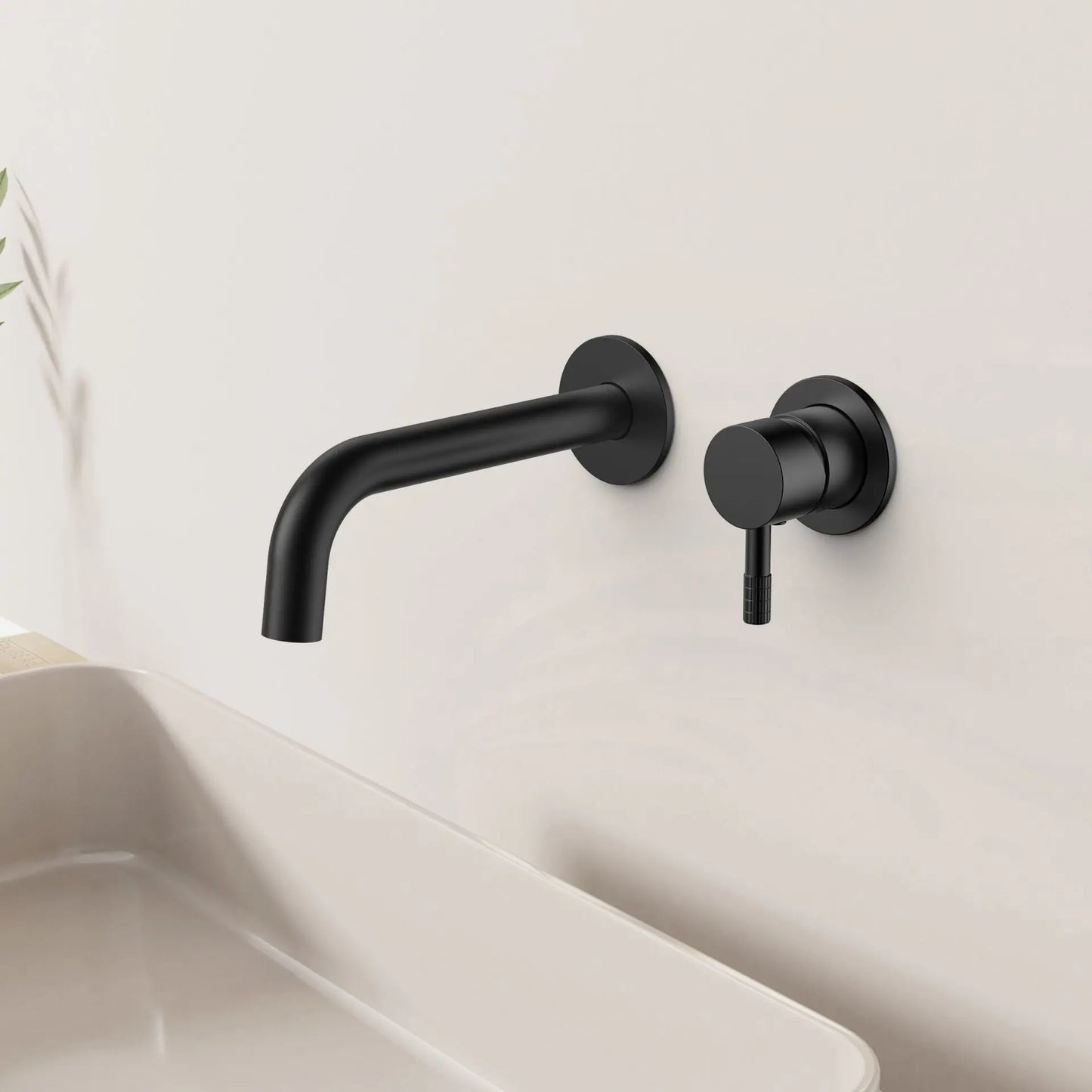 SaniSupreme Stria premium Inbouw Wastafelkraan Afbouwdeel Cold Start Verfijnde Ribbelhendel-Mat Zwart PDV SaniSupreme
