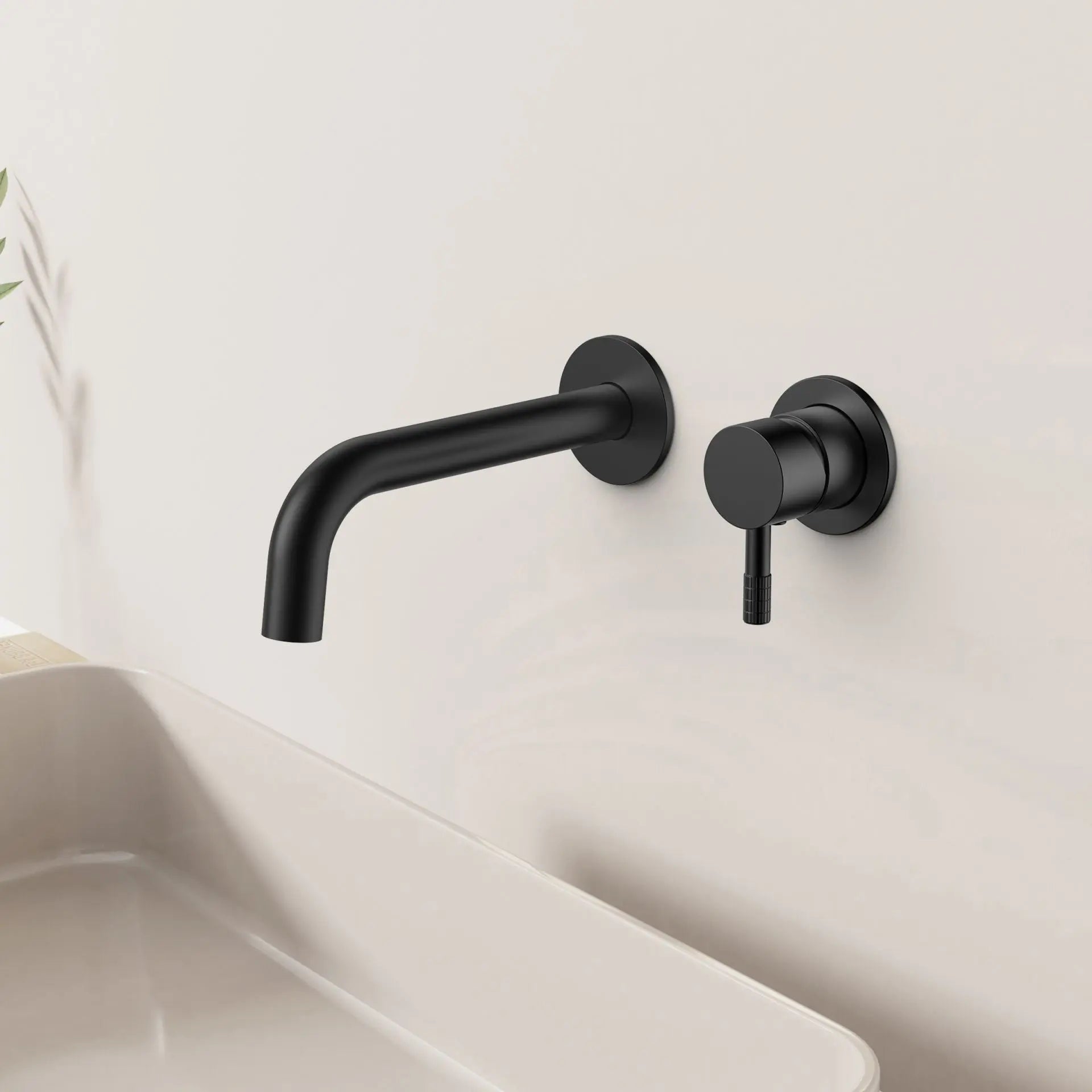 SaniSupreme Stria premium Inbouw Wastafelkraan Afbouwdeel Cold Start Verfijnde Ribbelhendel-Mat Zwart PDV SaniSupreme