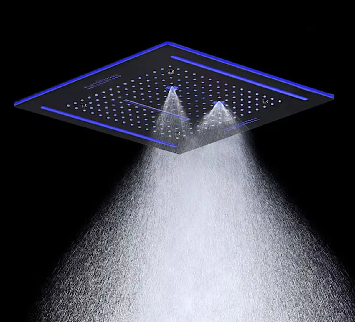 SaniSupreme® ThermePlus Quadro Chroom Plafond Thermostatische Doucheset 4 weg LED Chroom Sanisupreme