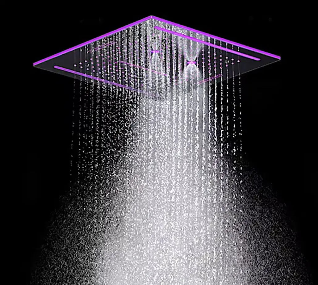 SaniSupreme® ThermePlus Quadro Chroom Plafond Thermostatische Doucheset 4 weg LED Chroom Sanisupreme