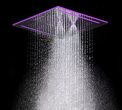 SaniSupreme® ThermePlus Quadro Chroom Plafond Thermostatische Doucheset 4 weg LED Chroom Sanisupreme