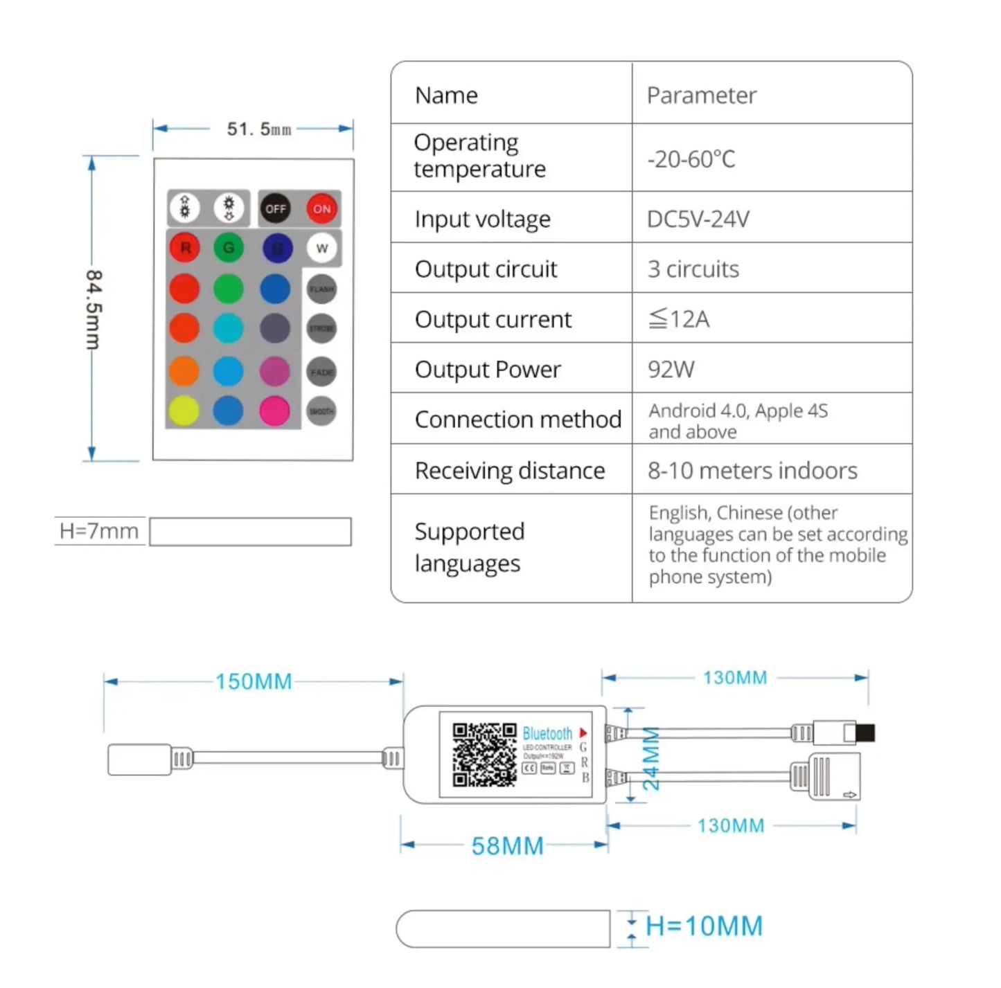SaniSupreme® ThermePlus Quadro Chroom Plafond Thermostatische Doucheset 4 weg LED Chroom Sanisupreme