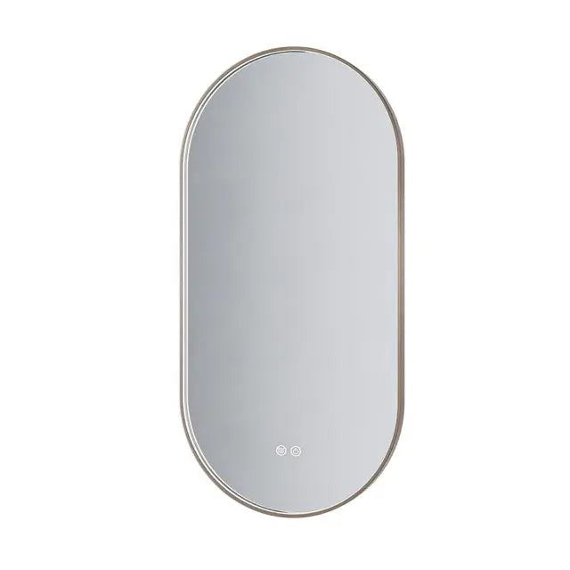 SaniSupreme Aloni Oval badkamerspiegel rechthoekig 100x50 cm Bruin Brons met led verlichting, verwarming en touch schakelaar