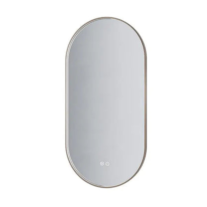 SaniSupreme Aloni Oval badkamerspiegel rechthoekig 100x50 cm Bruin Brons met led verlichting, verwarming en touch schakelaar