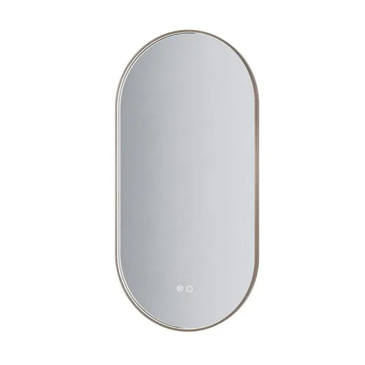 SaniSupreme Aloni Oval badkamerspiegel rechthoekig 100x50 cm Bruin Brons met led verlichting, verwarming en touch schakelaar