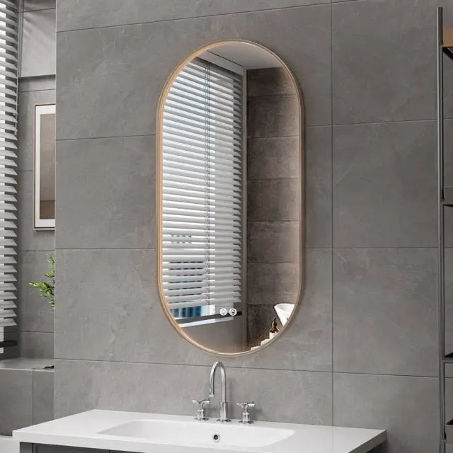 SaniSupreme Aloni Oval badkamerspiegel rechthoekig 100x50 cm Bruin Brons met led verlichting, verwarming en touch schakelaar