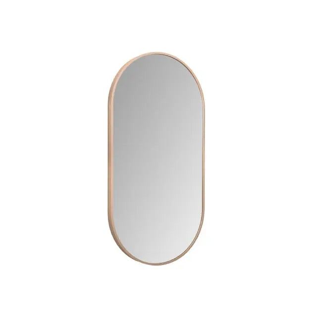 SaniSupreme Aloni Oval badkamerspiegel rechthoekig 100x50 cm Geborsteld Koper met led verlichting, verwarming en touch schakelaar