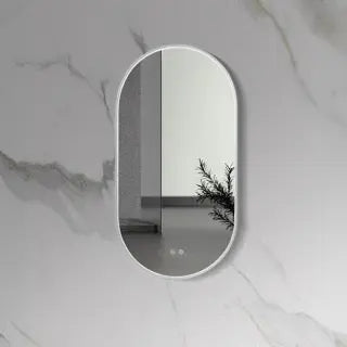 SaniSupreme Aloni Oval badkamerspiegel rechthoekig 100x50 cm Geborsteld RVS met led verlichting, verwarming en touch schakelaar