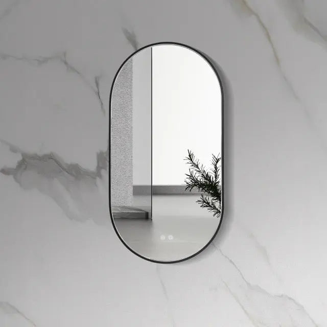 SaniSupreme Aloni Oval badkamerspiegel rechthoekig 100x50 cm Mat Zwart met led verlichting, verwarming en touch schakelaar