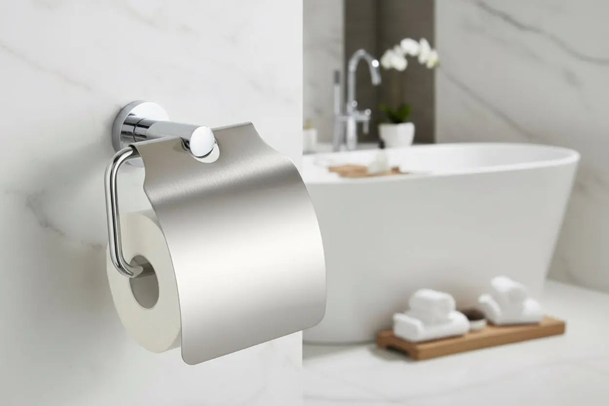 SaniSupreme Aloni Toiletrolhouder met klep RVS Chroom
